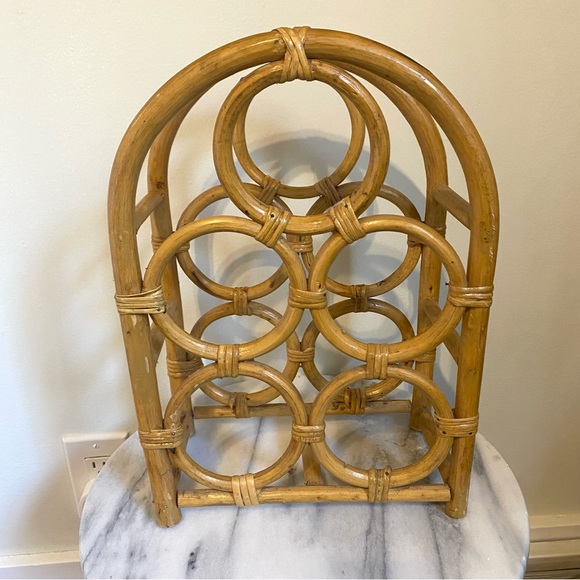 Vintage | Dining | Vintage Mcm Bentwood Bamboorattan Wine Rack Boho 5 ...